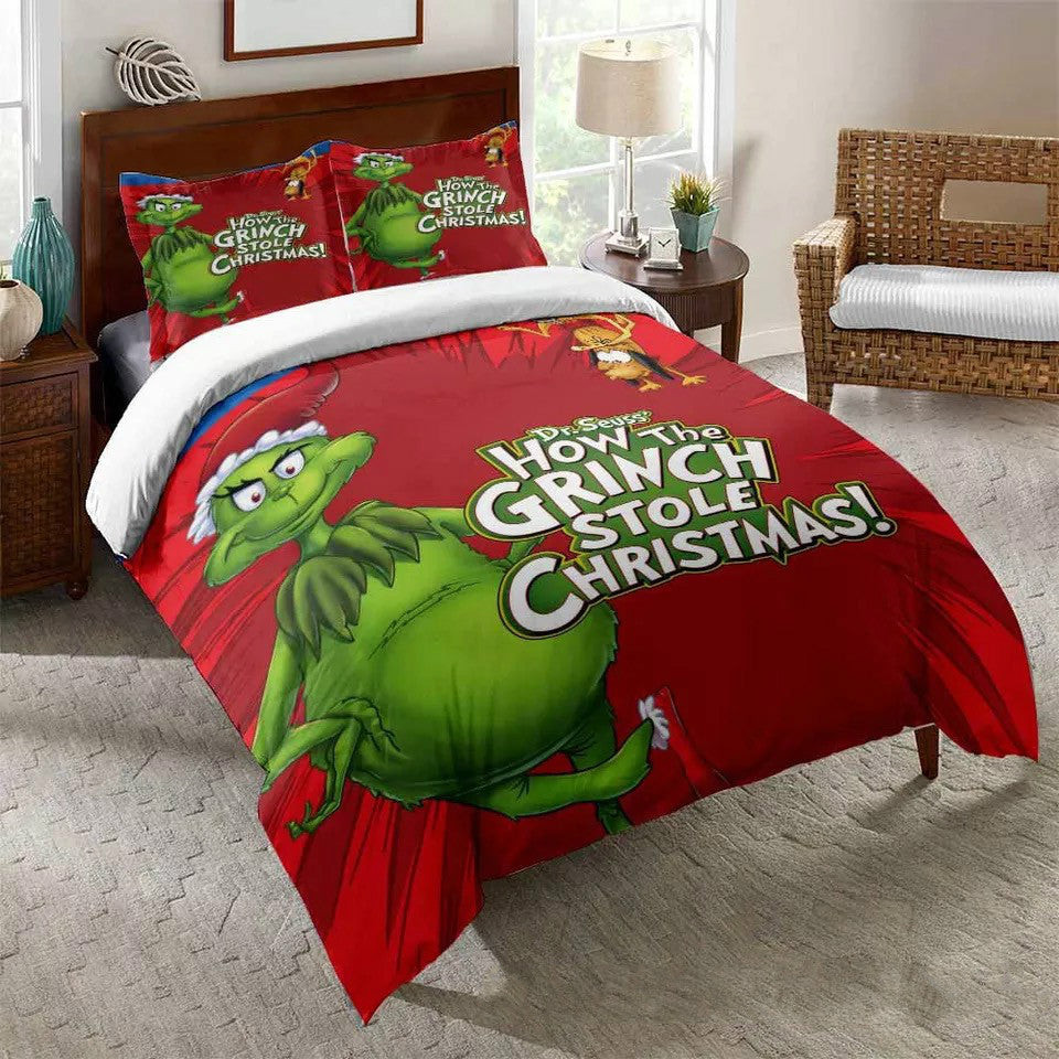 How The Grinch Stole Christmas Duvet Cover Quilt Cover Pillowcase Bedding Set Bed Linen Home Bedroom Decor