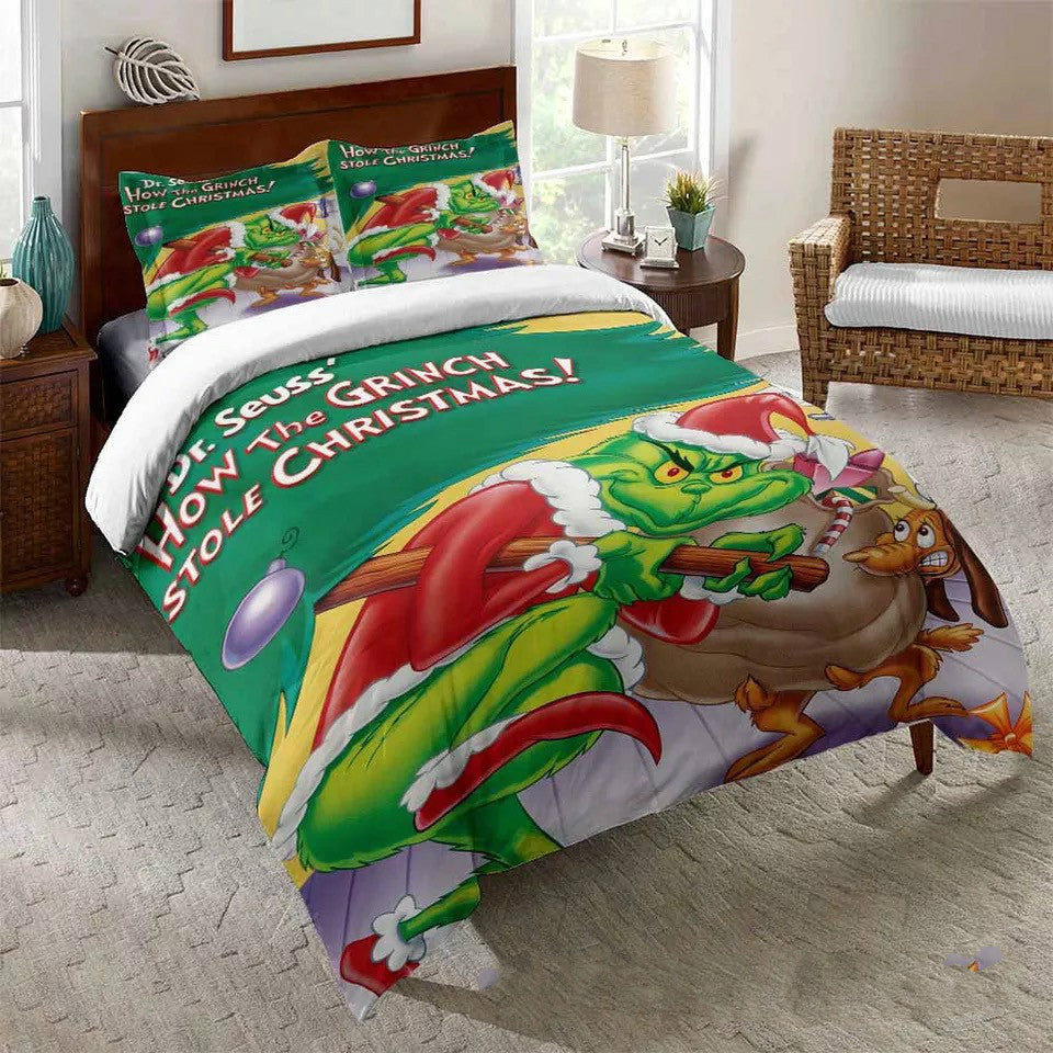 How The Grinch Stole Christmas Duvet Cover Quilt Cover Pillowcase Bedding Set Bed Linen Home Bedroom Decor