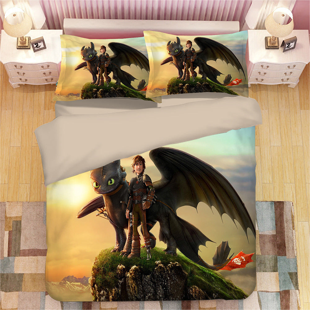 How To Train Your Dragon Duvet Cover Quilt Cover Pillowcase Bedding Set Bed Linen Home Bedroom Decor