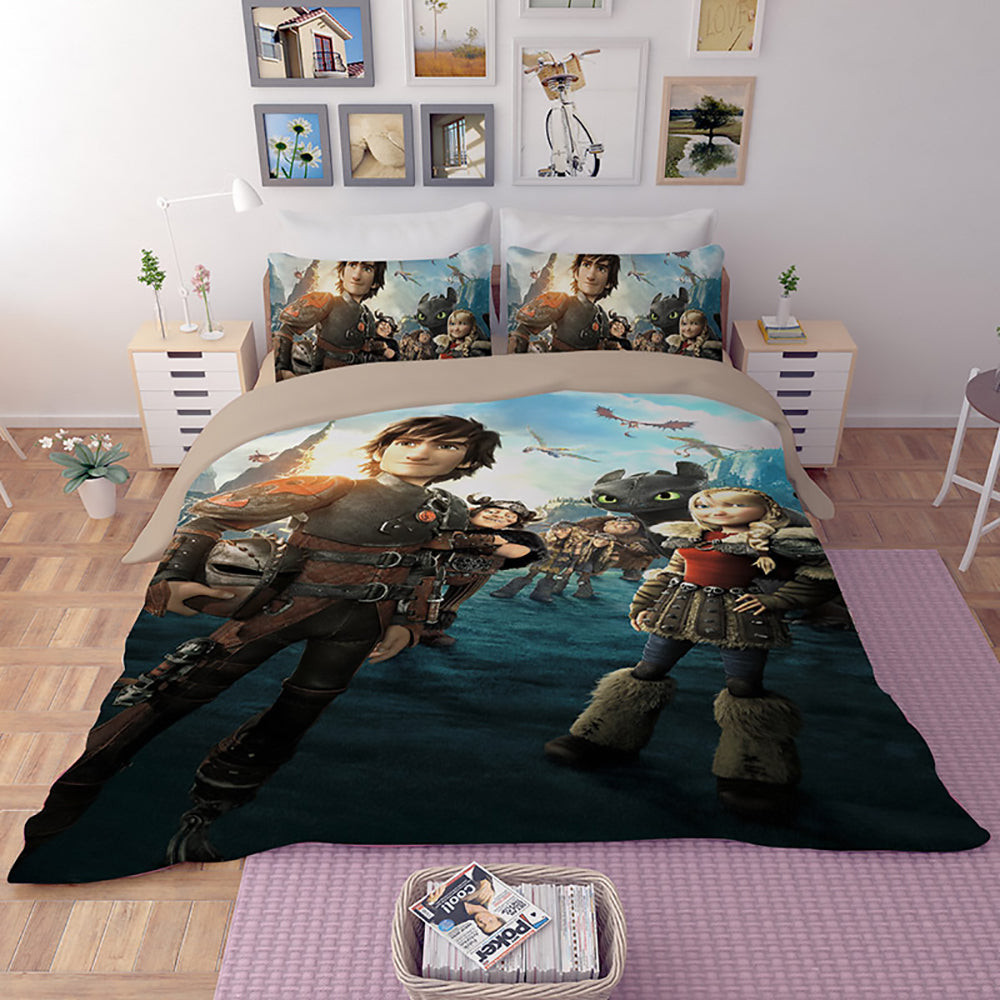 How To Train Your Dragon Hiccup Duvet Cover Quilt Cover Pillowcase Bedding Set Bed Linen Home Bedroom Decor