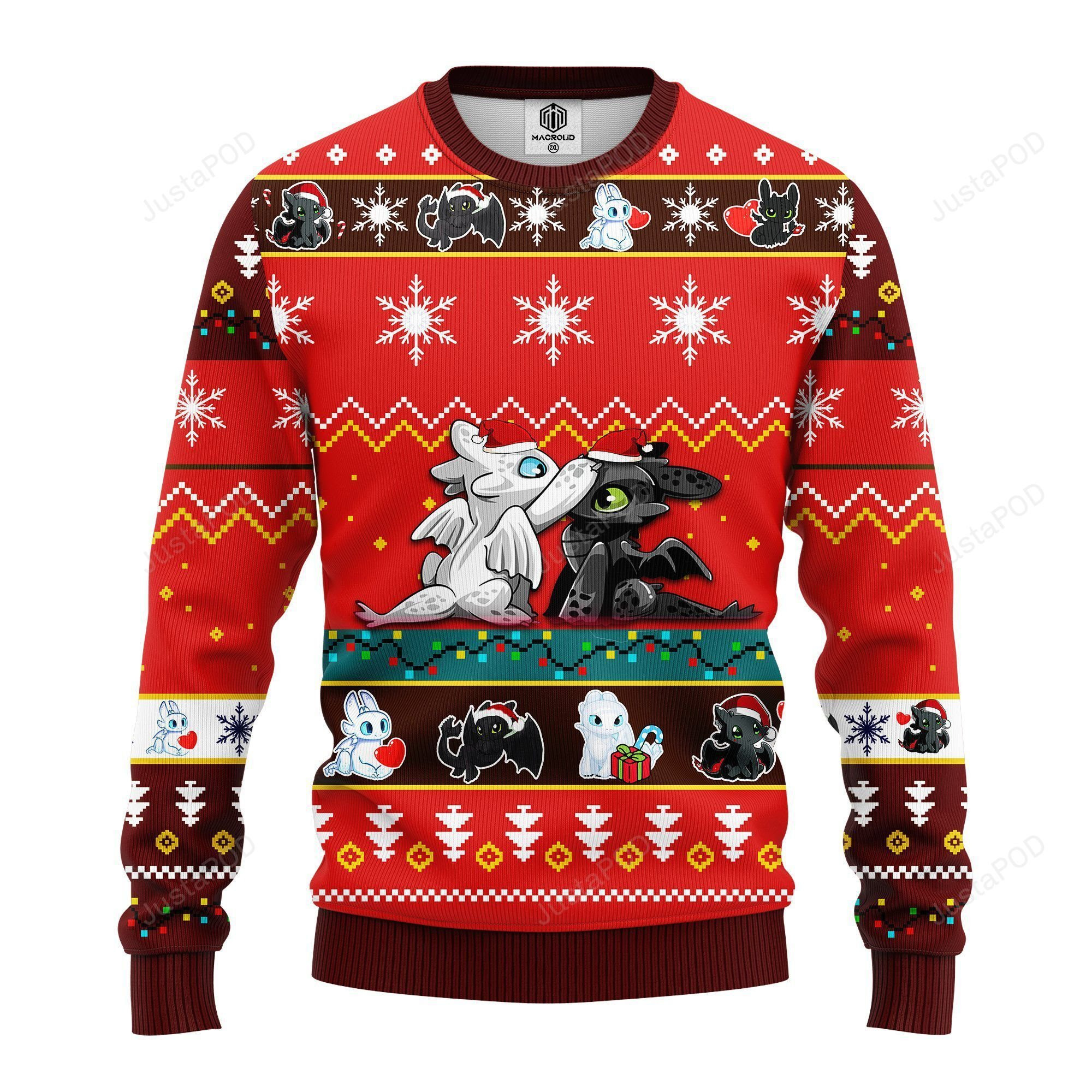 How To Train Your Dragon Toothless Light Fury Ugly Christmas Sweater, Perfect Holiday Gift
