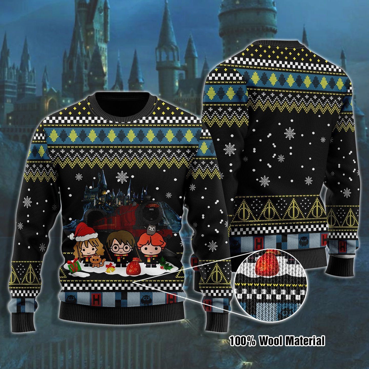 HP Wizard Love Movie Christmas Christmas Wool Ugly Knitted Ugly Christmas Sweater