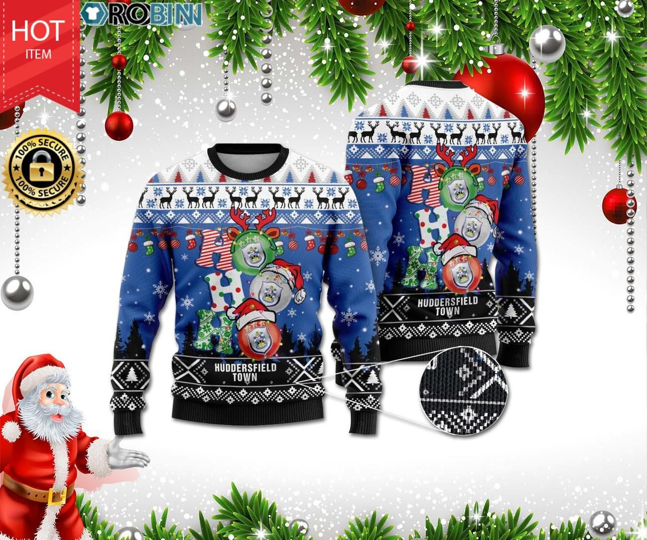 Huddersfield Town Ho Ho Ho 3D Print Ugly Christmas Sweater,
