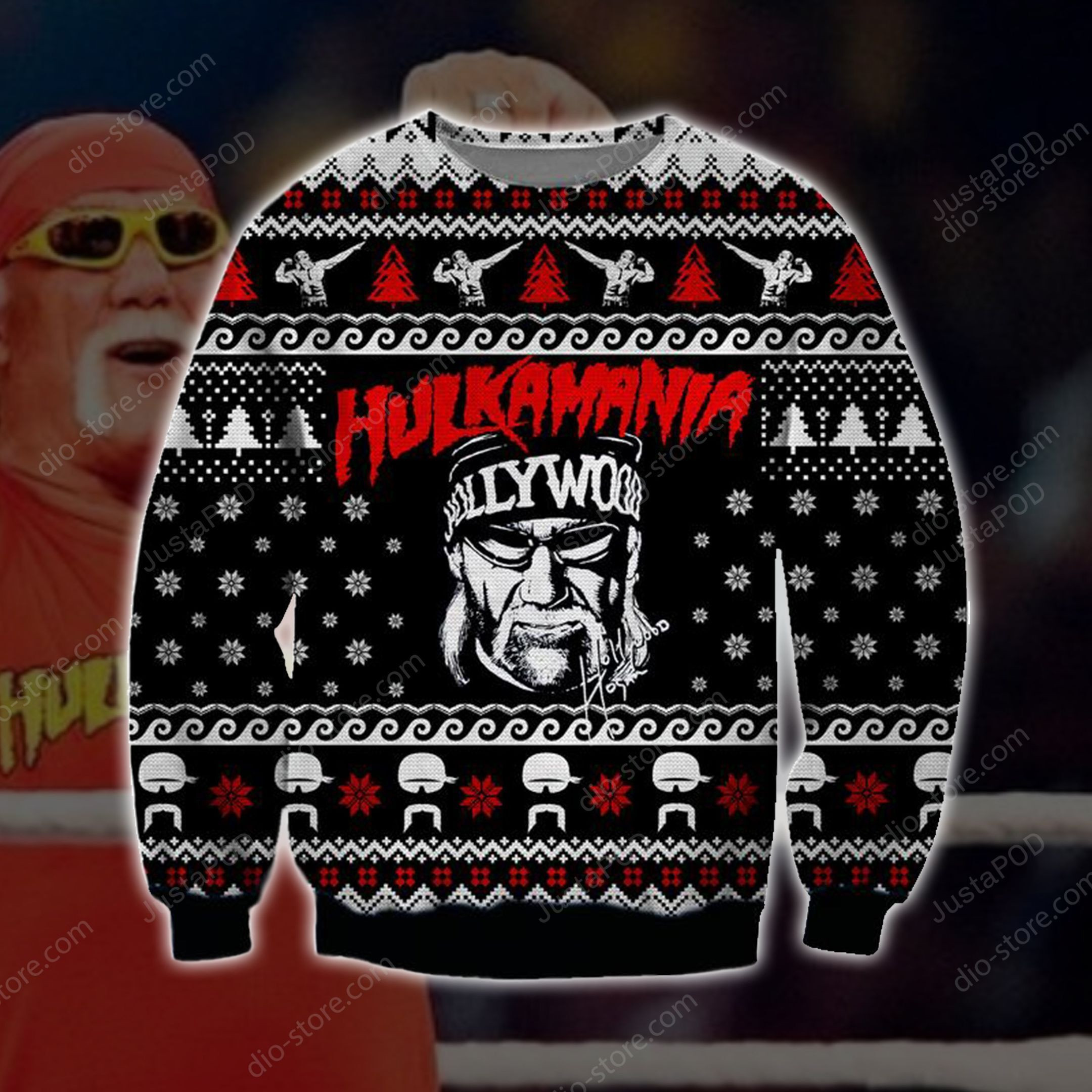 Hulkamania Knitting Pattern 3D Print Ugly Christmas Sweater, Perfect Holiday Gift