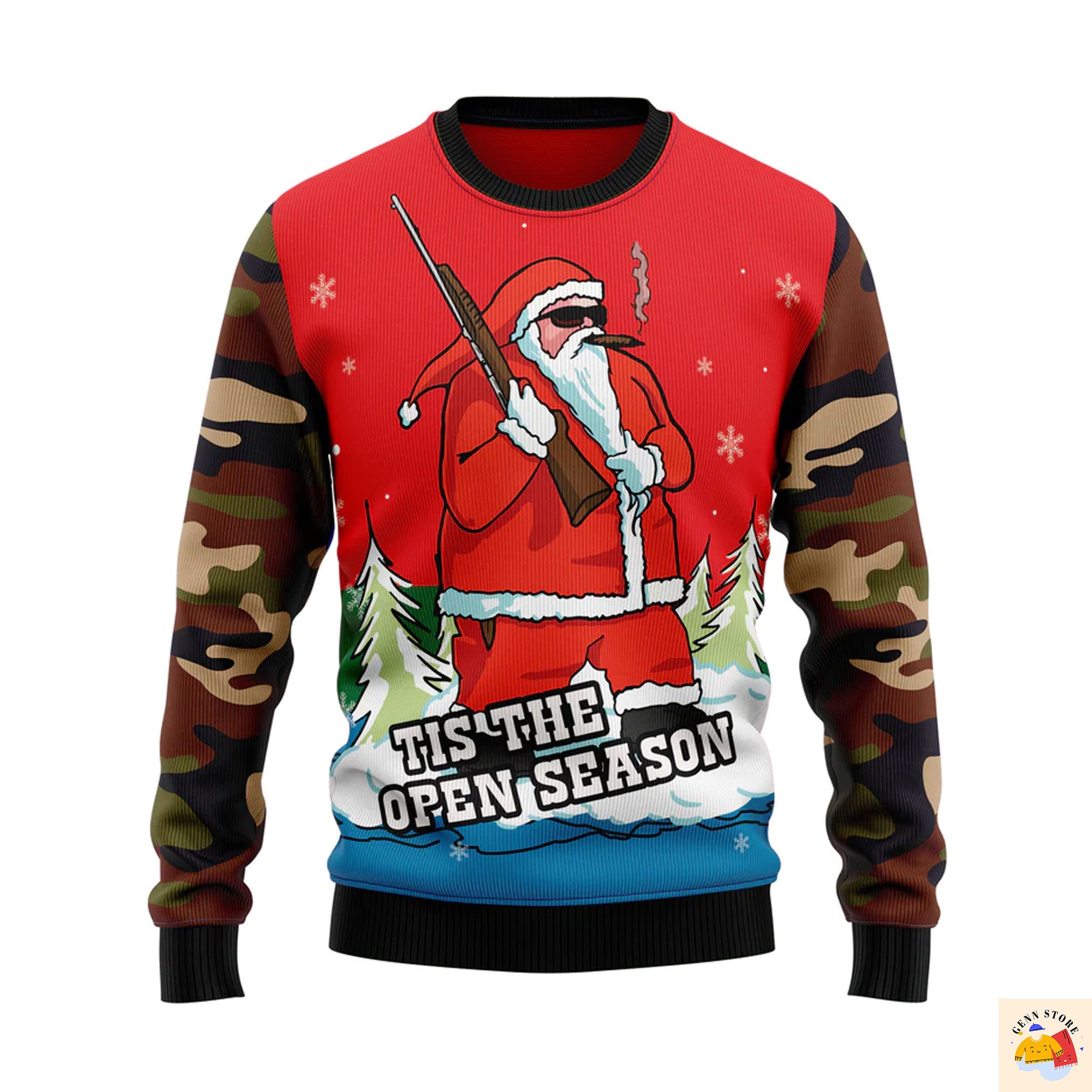 Hunting Santa Christmas Ugly Christmas Sweater