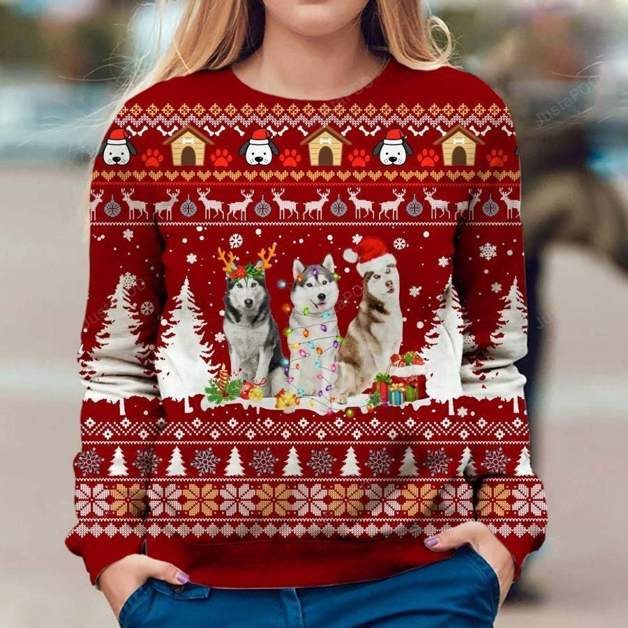 Husky Dog Ugly Christmas Sweater, Perfect Holiday Gift