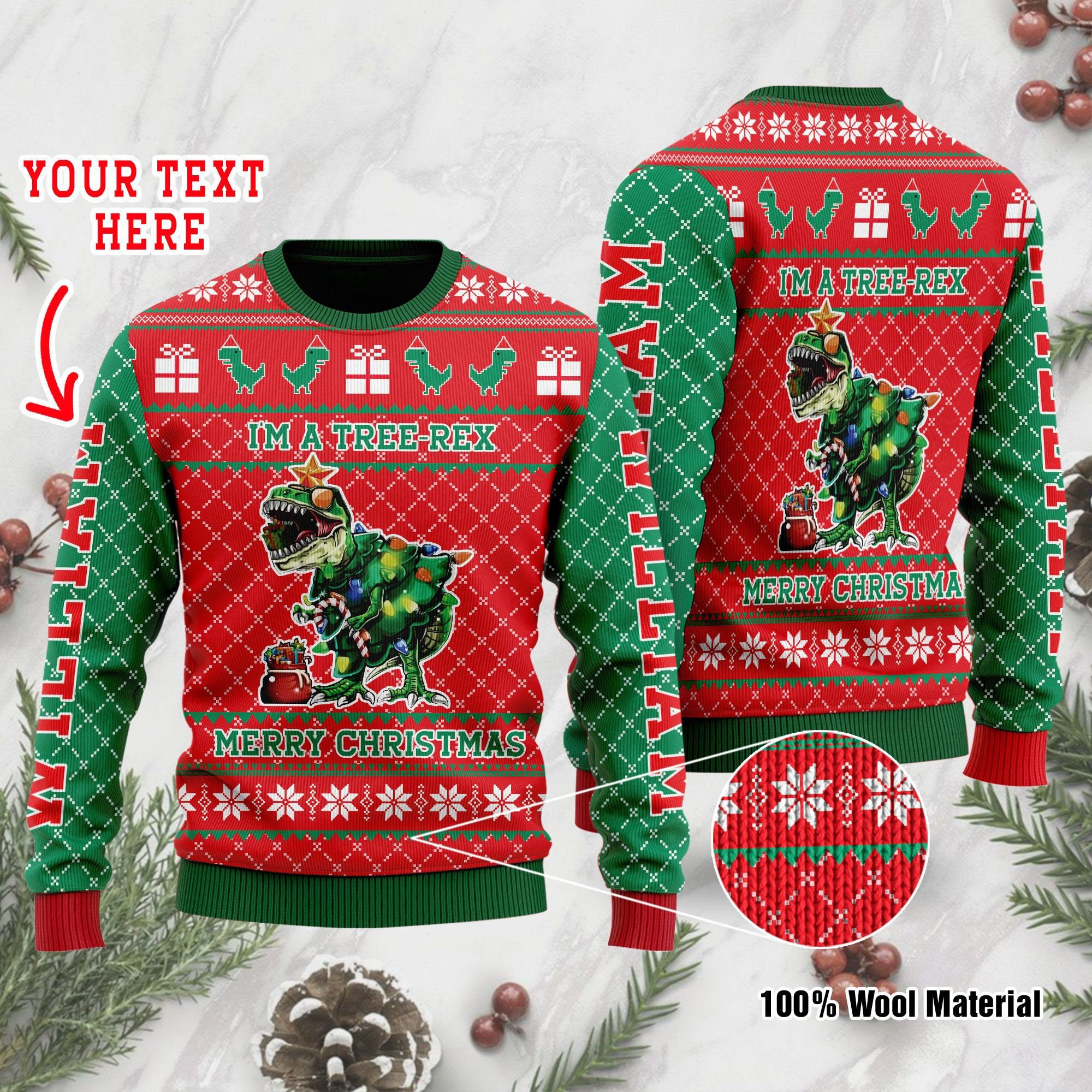 I Am A Tree Rex Merry Christmas Dinosaur Ugly Christmas Sweater