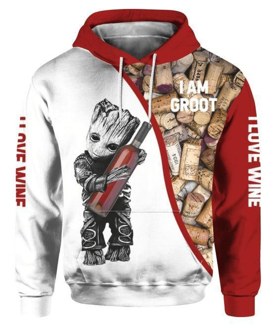 I Am Groot I Love Wine 3D All Over Print Hoodie & Zip Hoodie