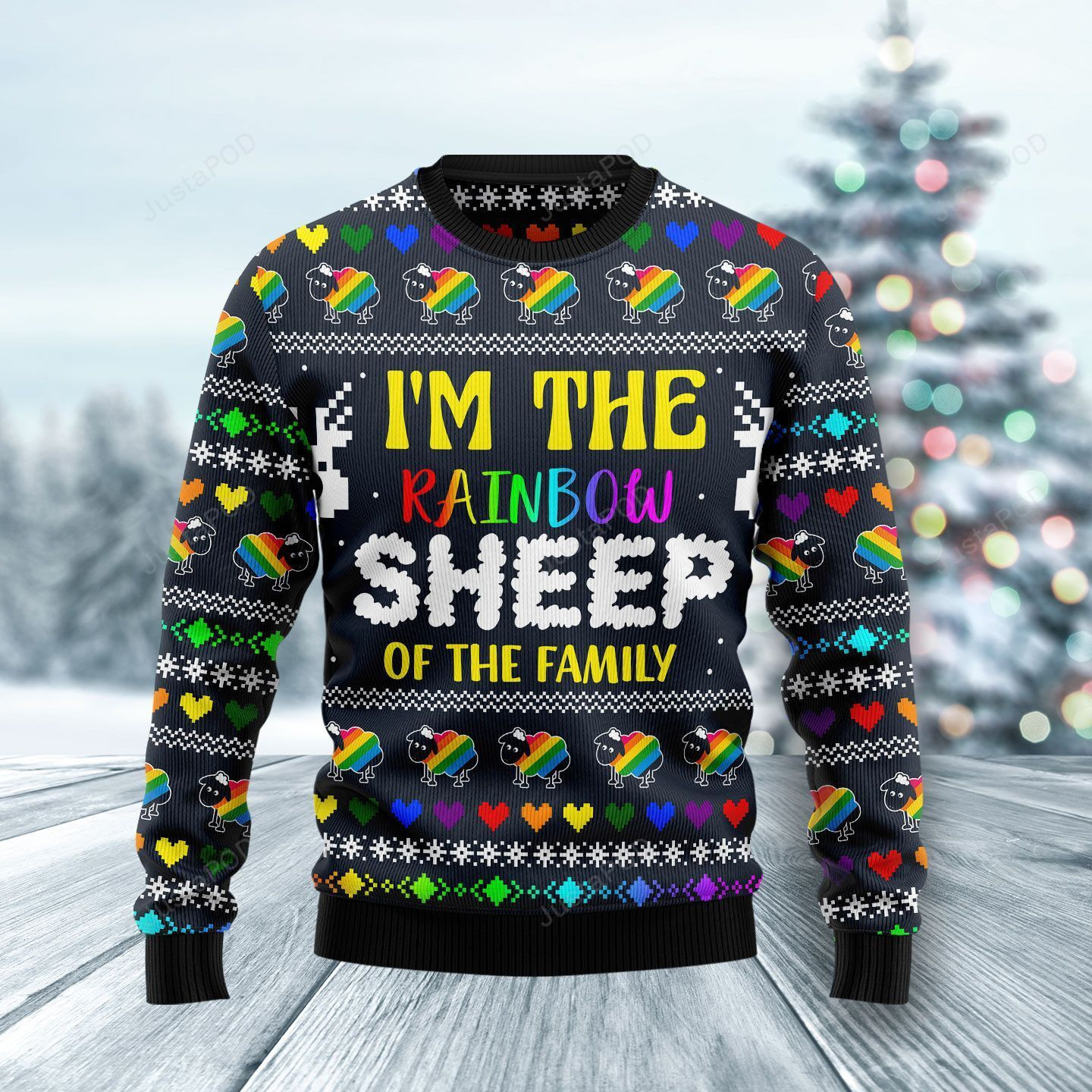 I Am The Rainbow Sheep Of Family Ugly Christmas Sweater, Perfect Holiday Gift
