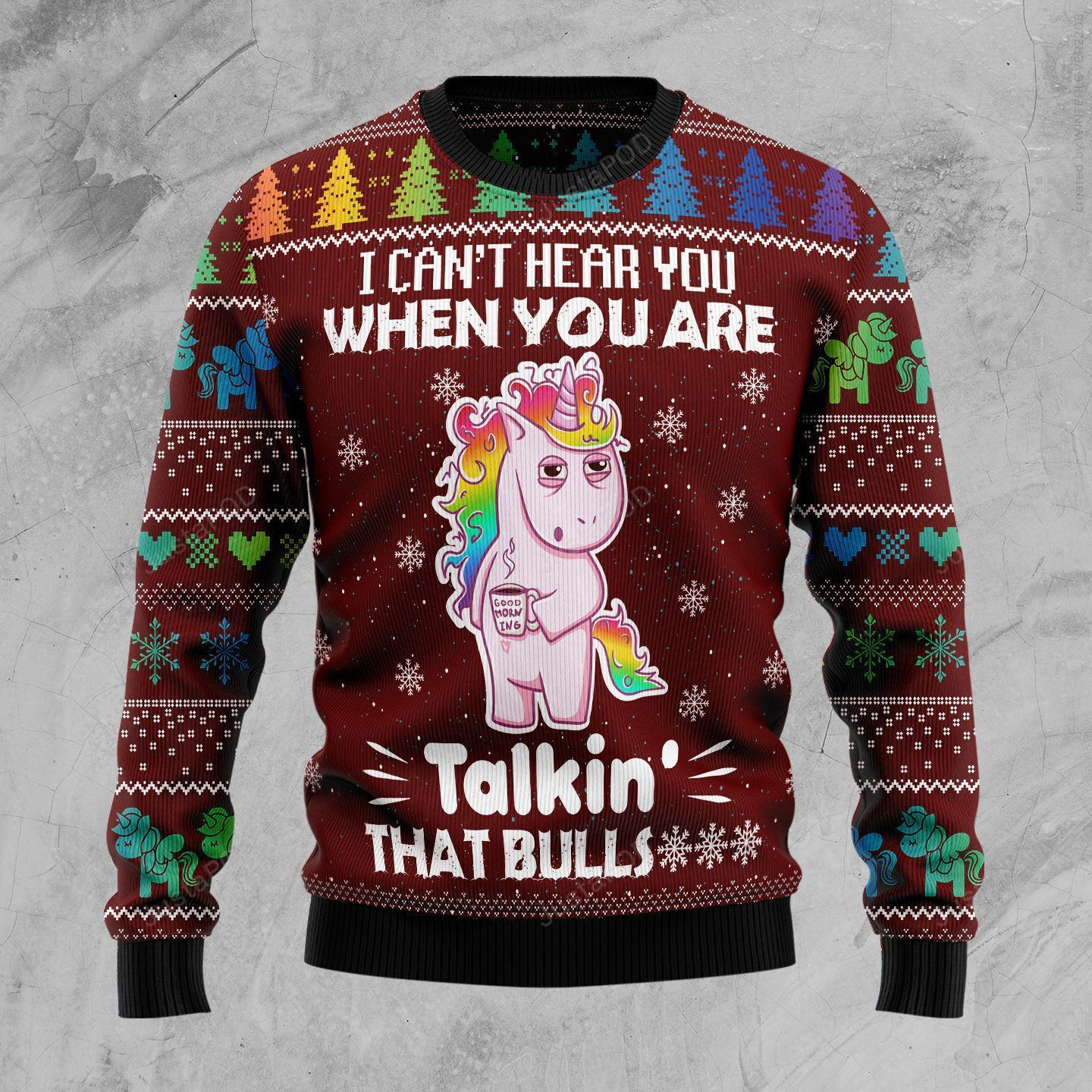 I Can?T Hear You Unicorn Christmas Ugly Christmas Sweater, Perfect Holiday Gift