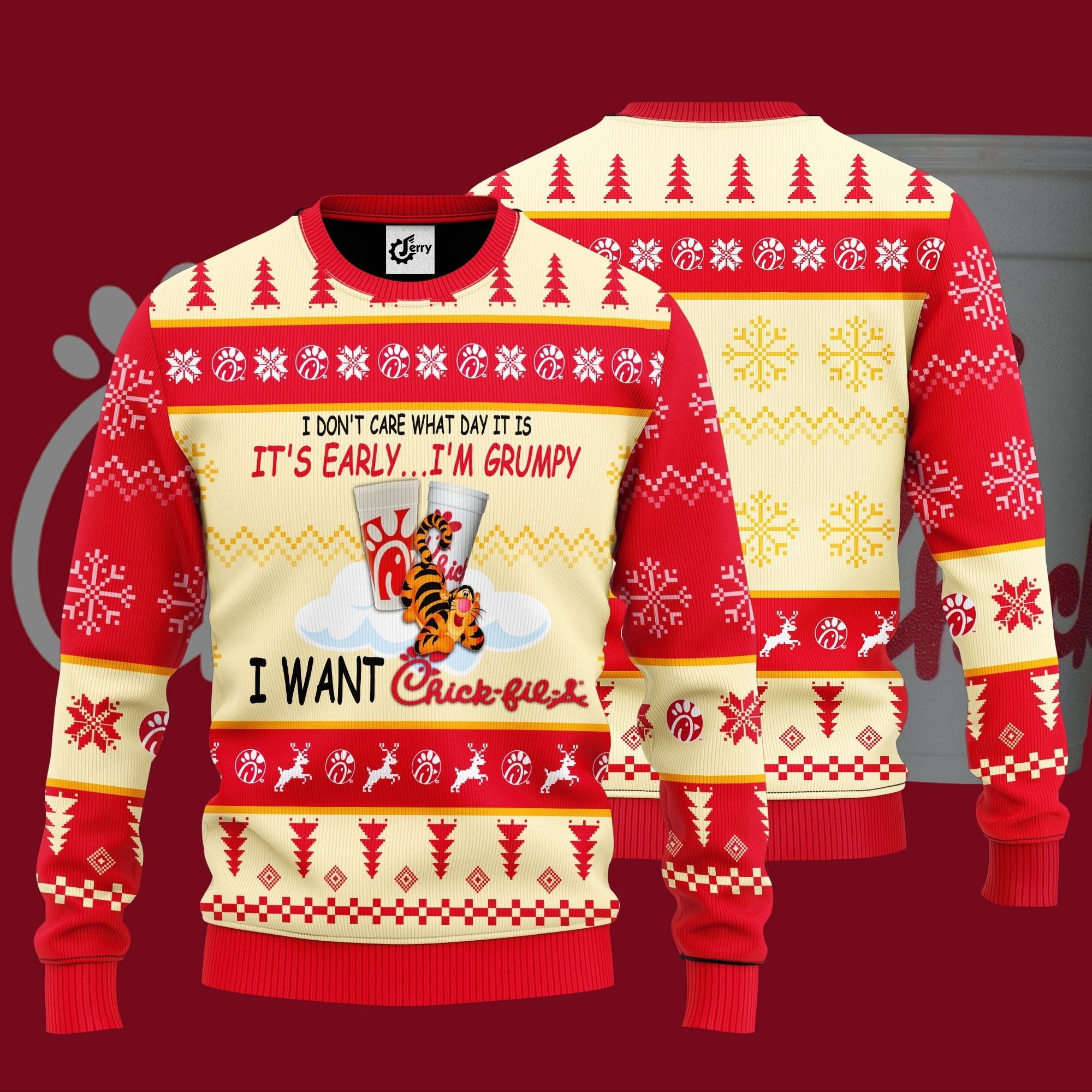 I Don'T Care What Day It Is It'S Early I'M Grumpy I Want Chick-Fil-A Ugly Christmas Sweater