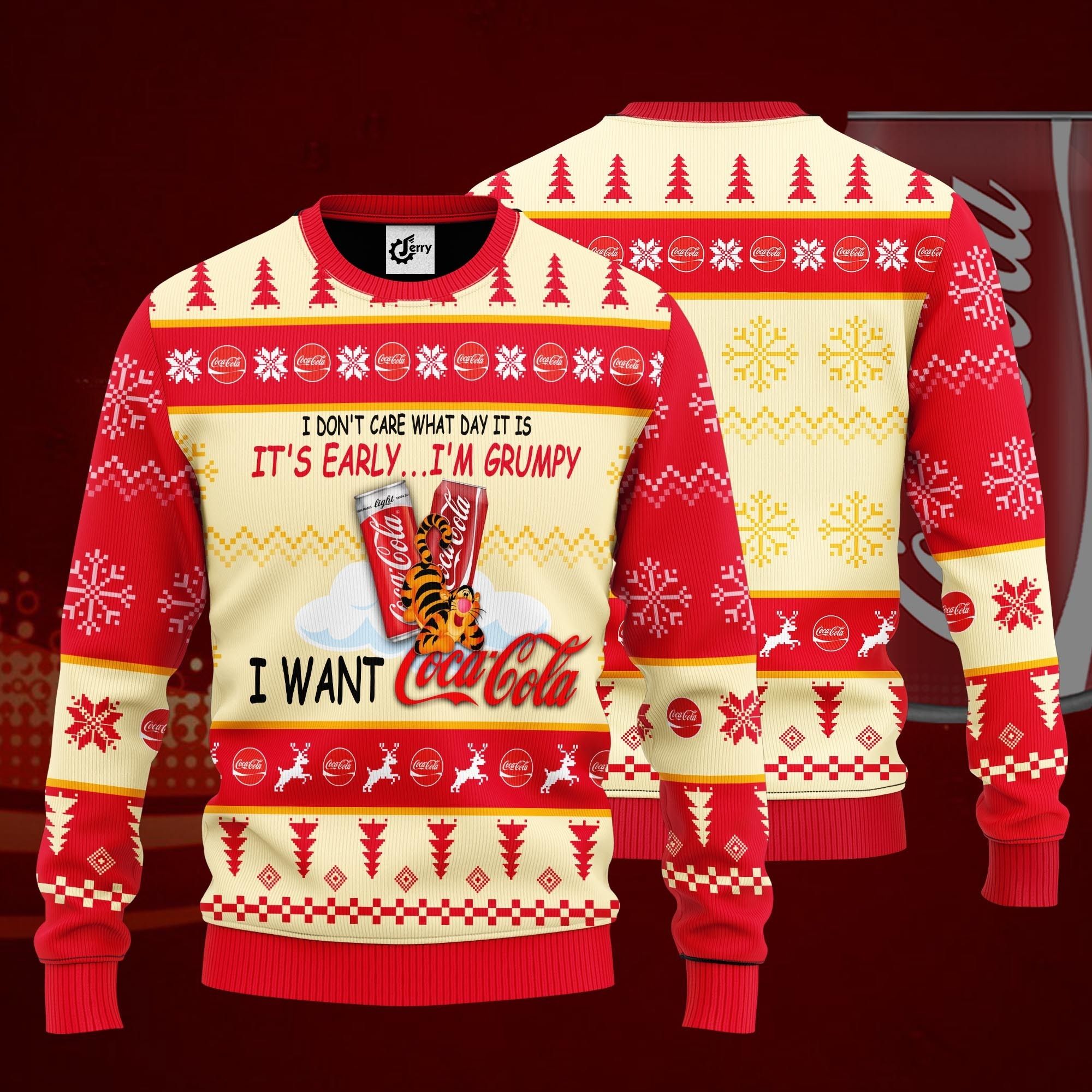I Don'T Care What Day It Is It'S Early I'M Grumpy I Want Coca Cola Ugly Christmas Sweater
