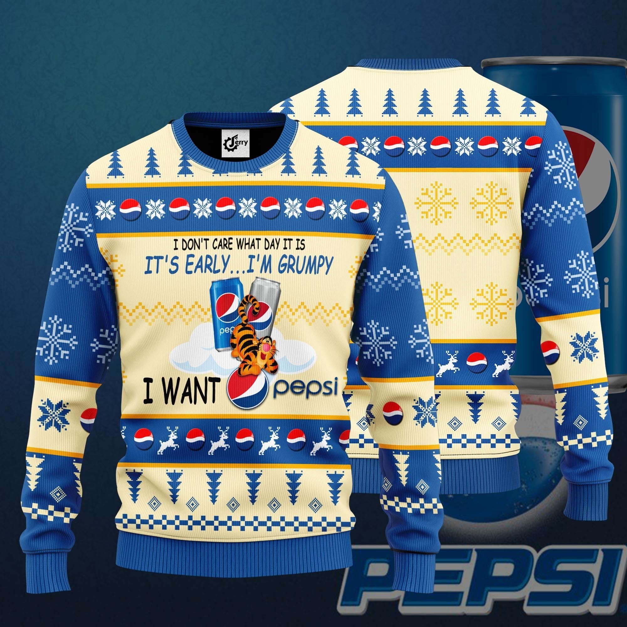 I Don'T Care What Day It Is It'S Early I'M Grumpy I Want Pepsi Ugly Christmas Sweater
