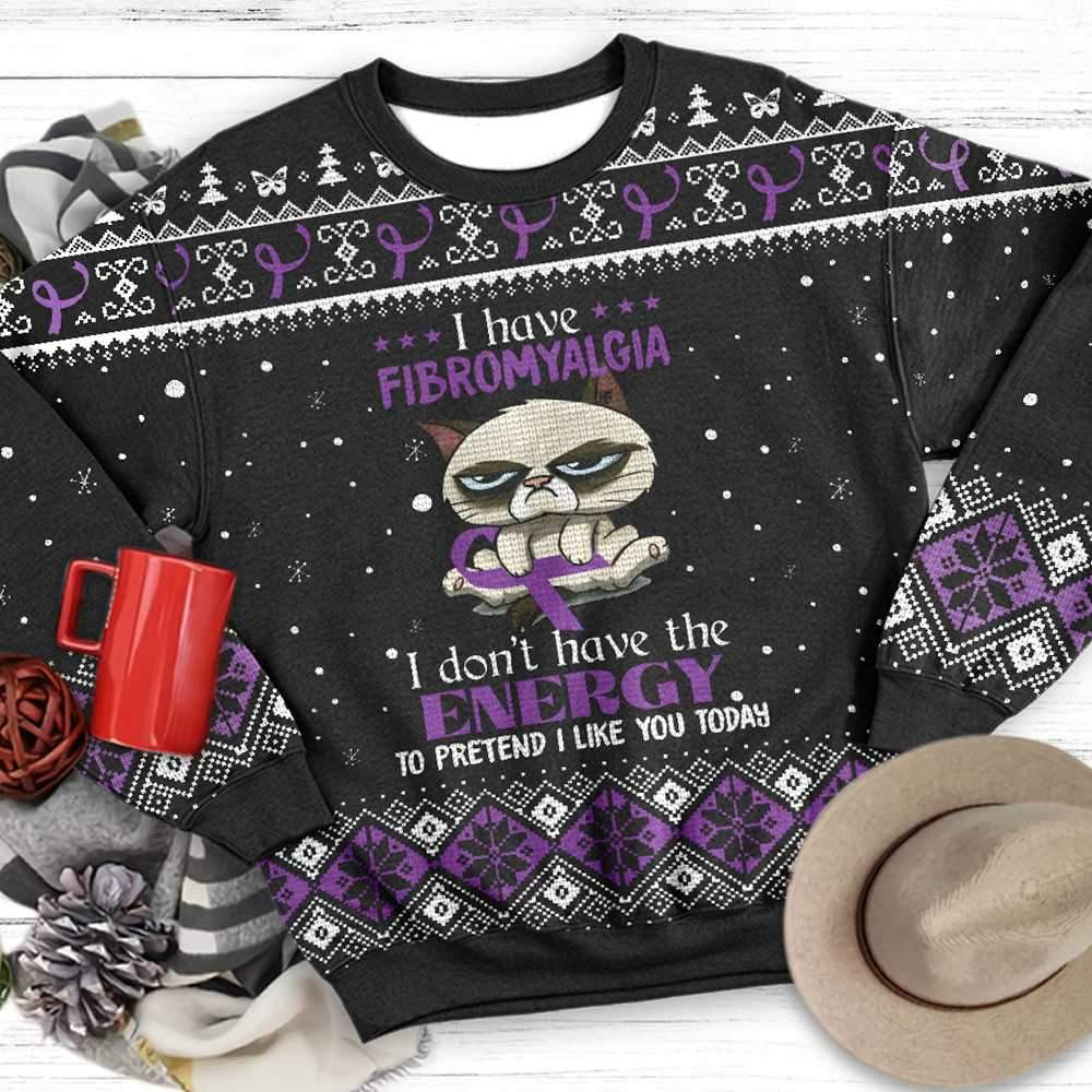 I Dont Have The Energy Fibromyalgia Awareness Ugly Christmas Sweater, Perfect Holiday Gift