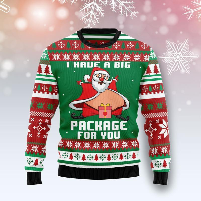 I Have A Big Package For You Ugly Christmas Sweater, Perfect Holiday Gift