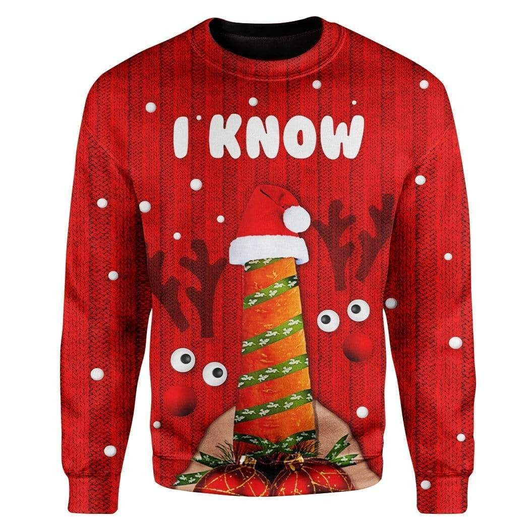I Know Reindeer Carrot For Unisex Ugly Christmas Sweater,