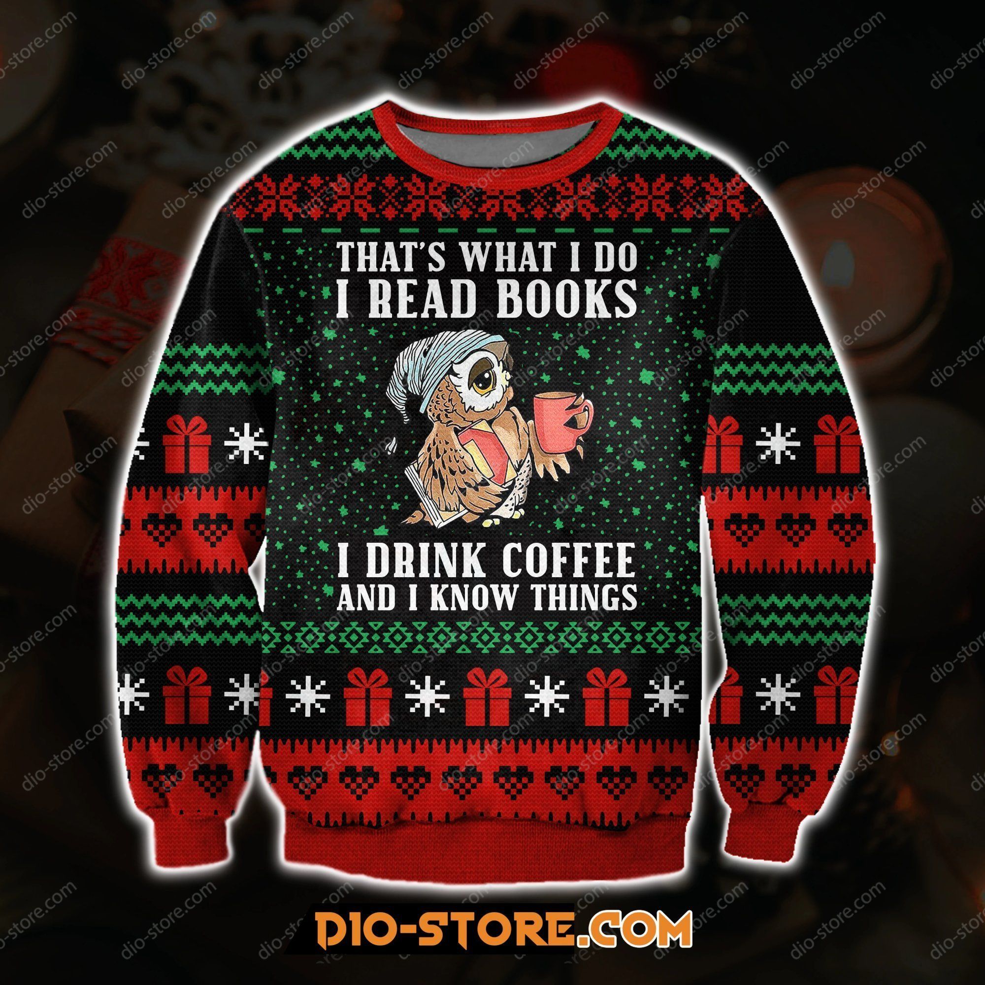 I Read Books I Drink Coffee 3D Print Ugly Christmas Sweater