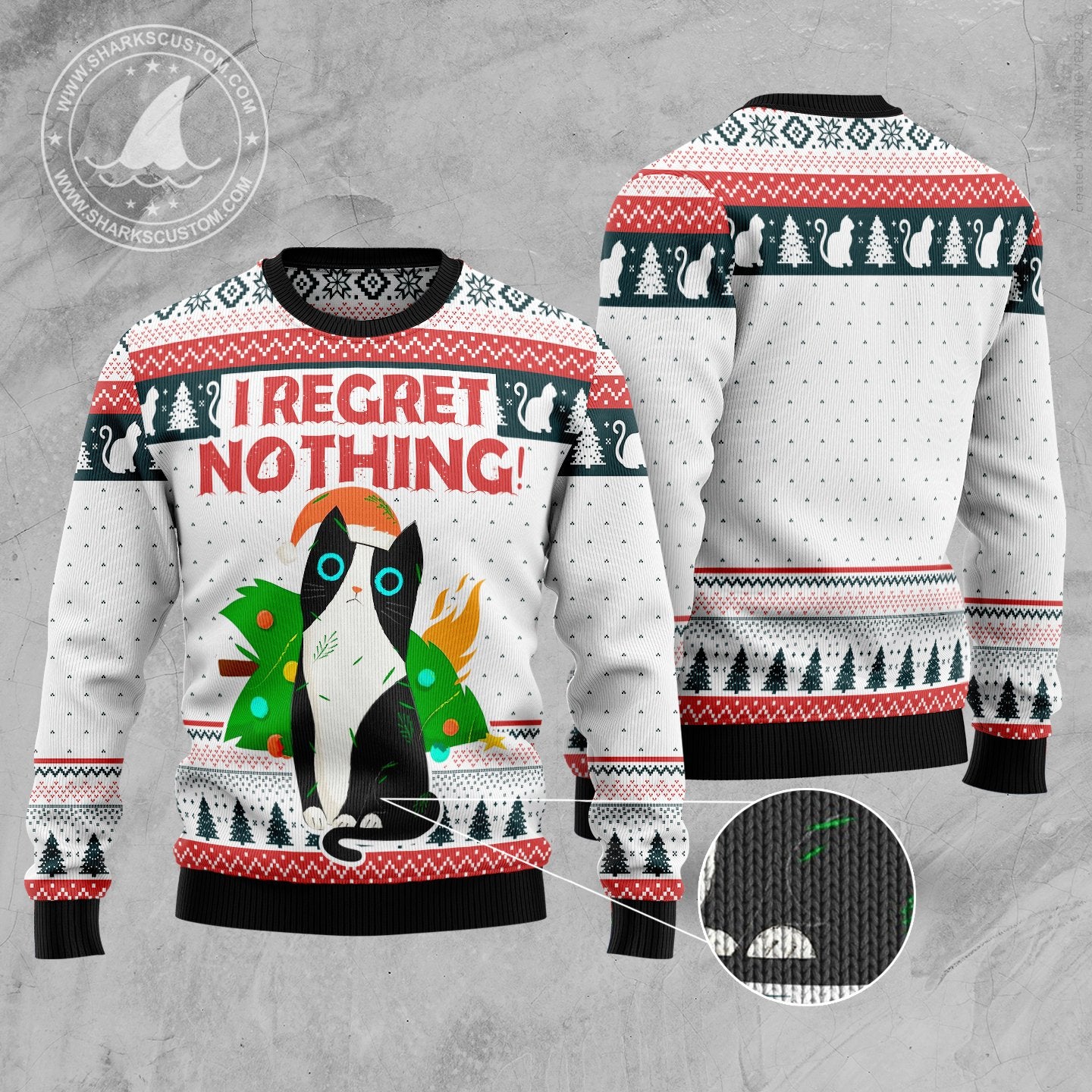 I Regret Nothing Cat Ugly Christmas Sweater