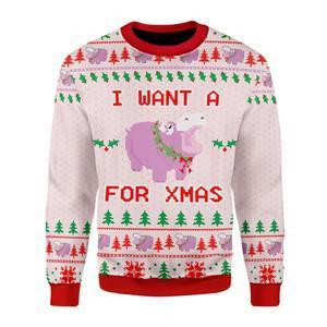 I Want A Hippopotamus Ugly Christmas Sweater, Perfect Holiday Gift