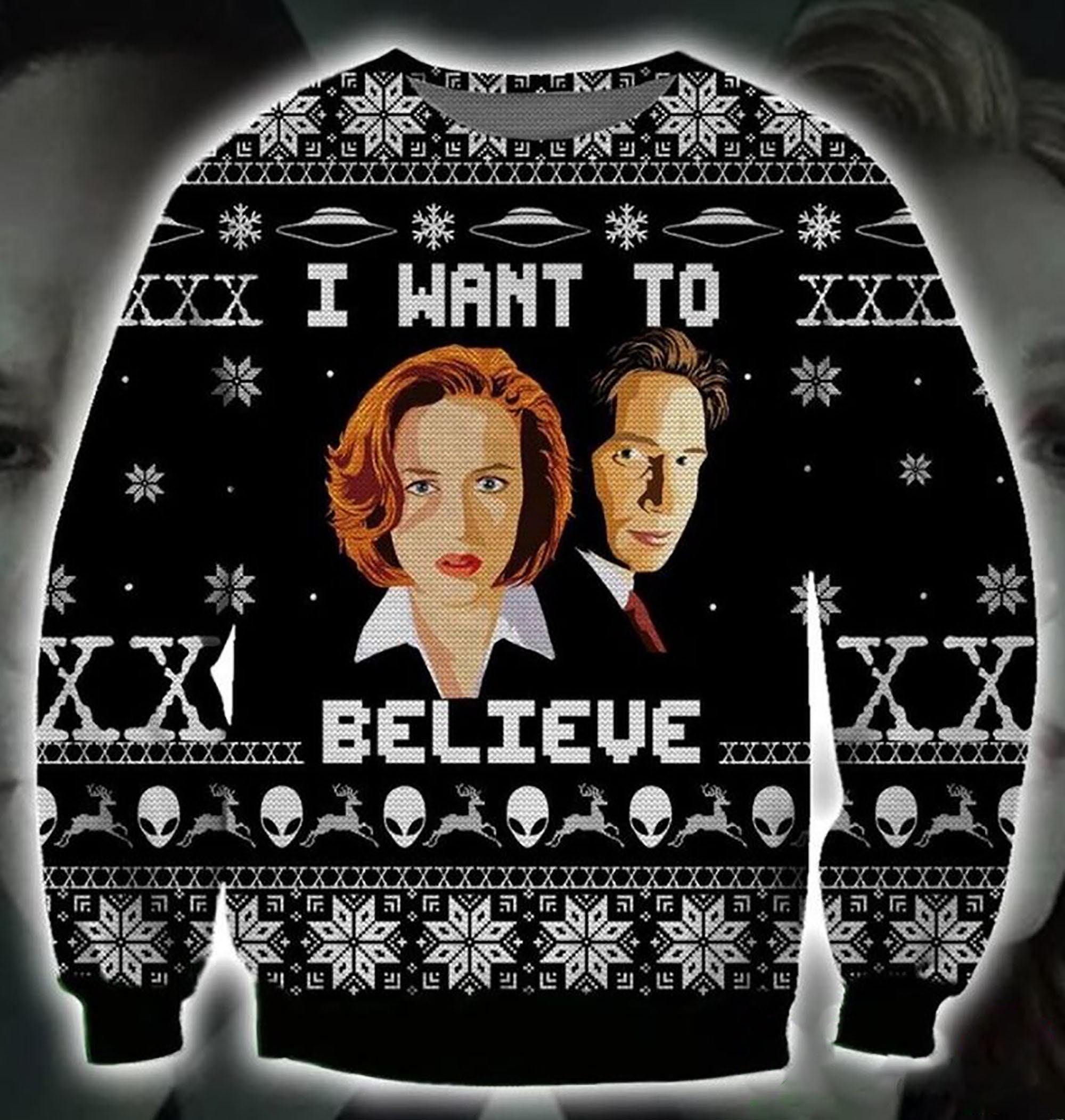 I Want To Believe Logo Christmas Ugly Christmas Sweater