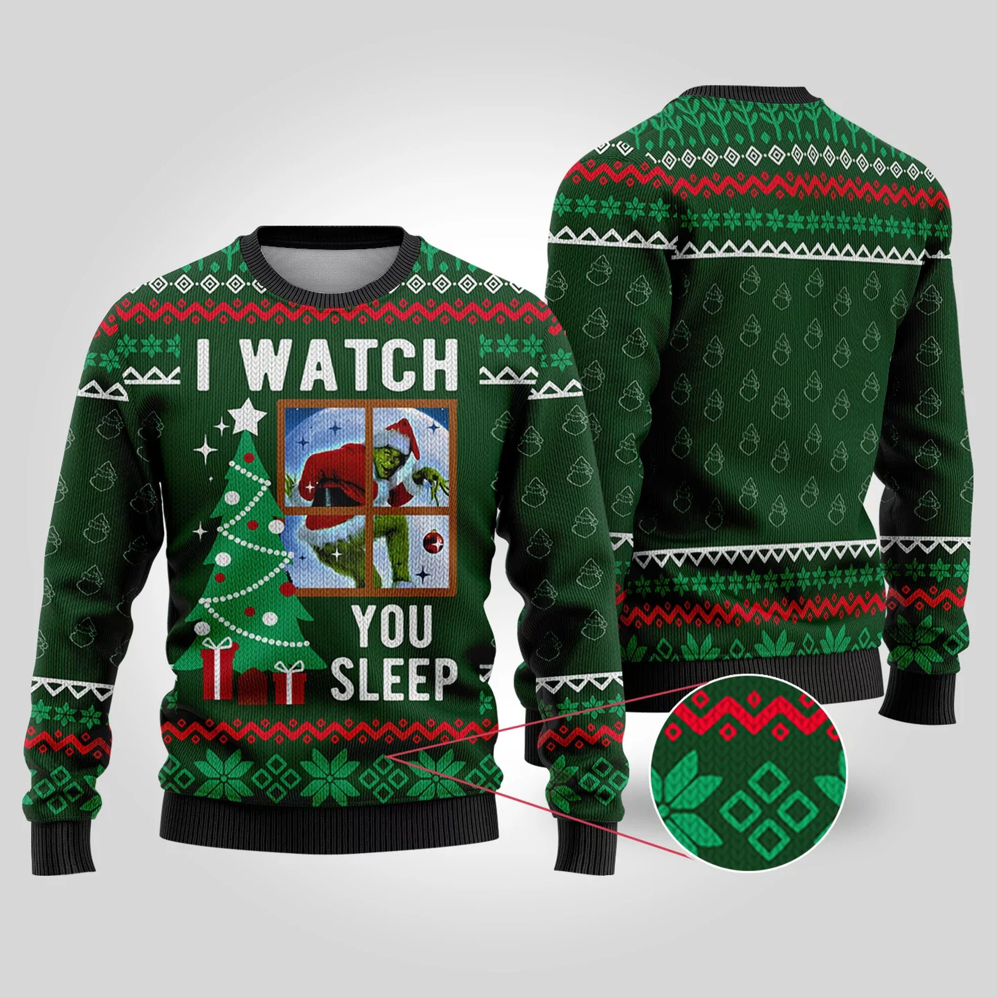 I Watch You Sleep Grinch Ugly Christmas Sweater