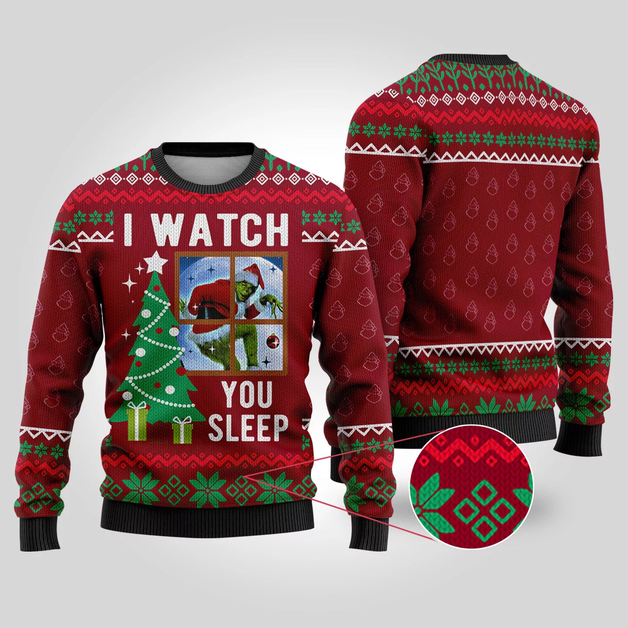 I Watch You Sleep Grinch Ugly Christmas Sweater