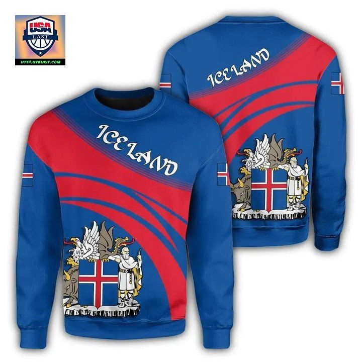 Iceland Coat Of Arms Sweater Cricket Style J5W