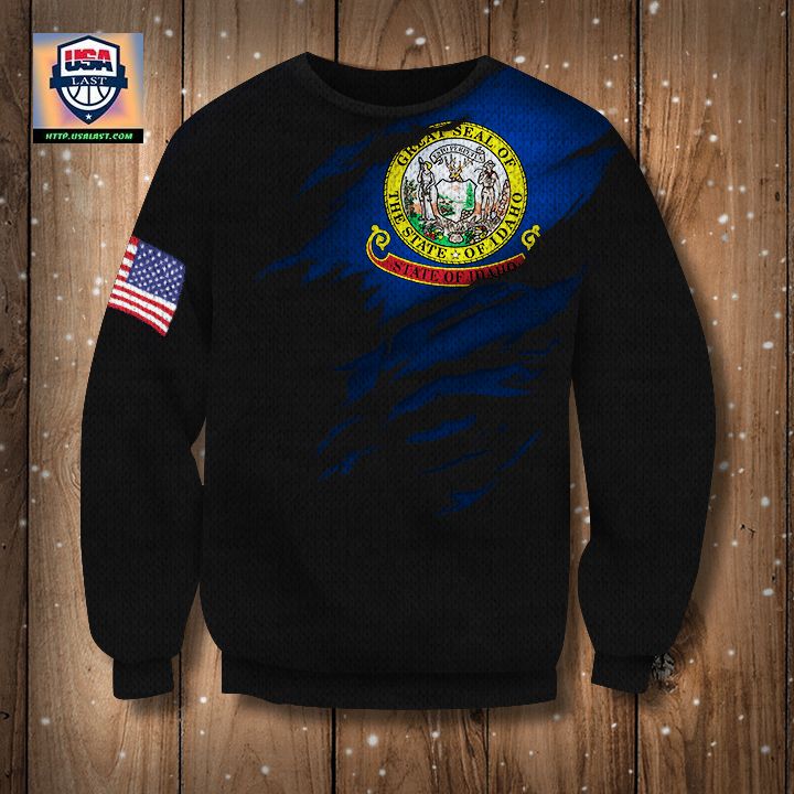 Idaho State Flag Sweater Idaho State American Flag Logo Sweater Christmas Gift For Him