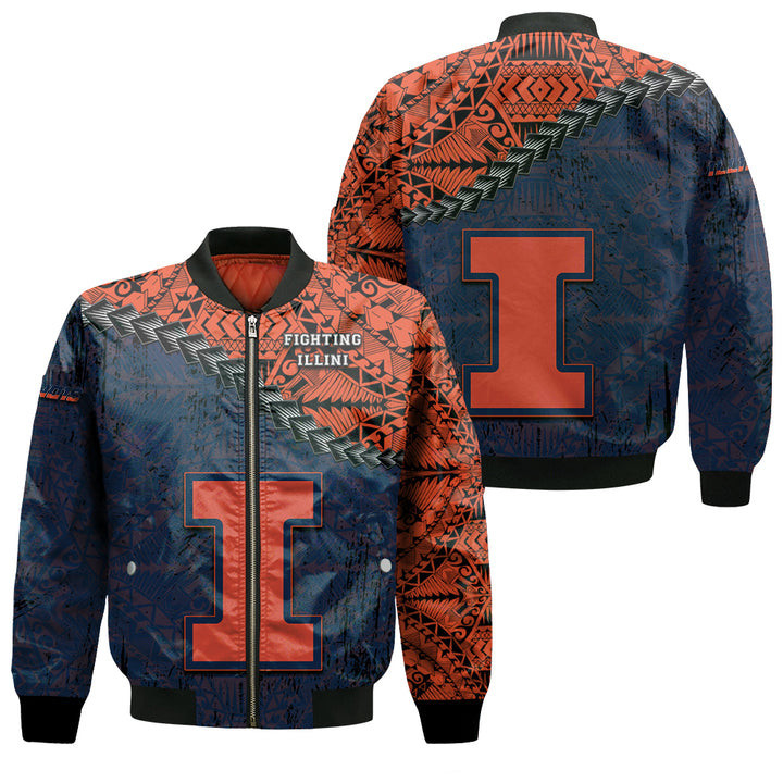 Illinois Fighting Illini Orange Blue Bomber Jacket | NCAA College Team Jacket for Men & Women | Sports Fan Gift - Image 3