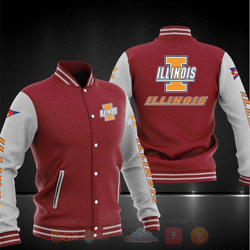 Illinois Fighting Illini Red Grey Varsity Baseball Jacket for Men & Women | NCAA Team Fan Gift