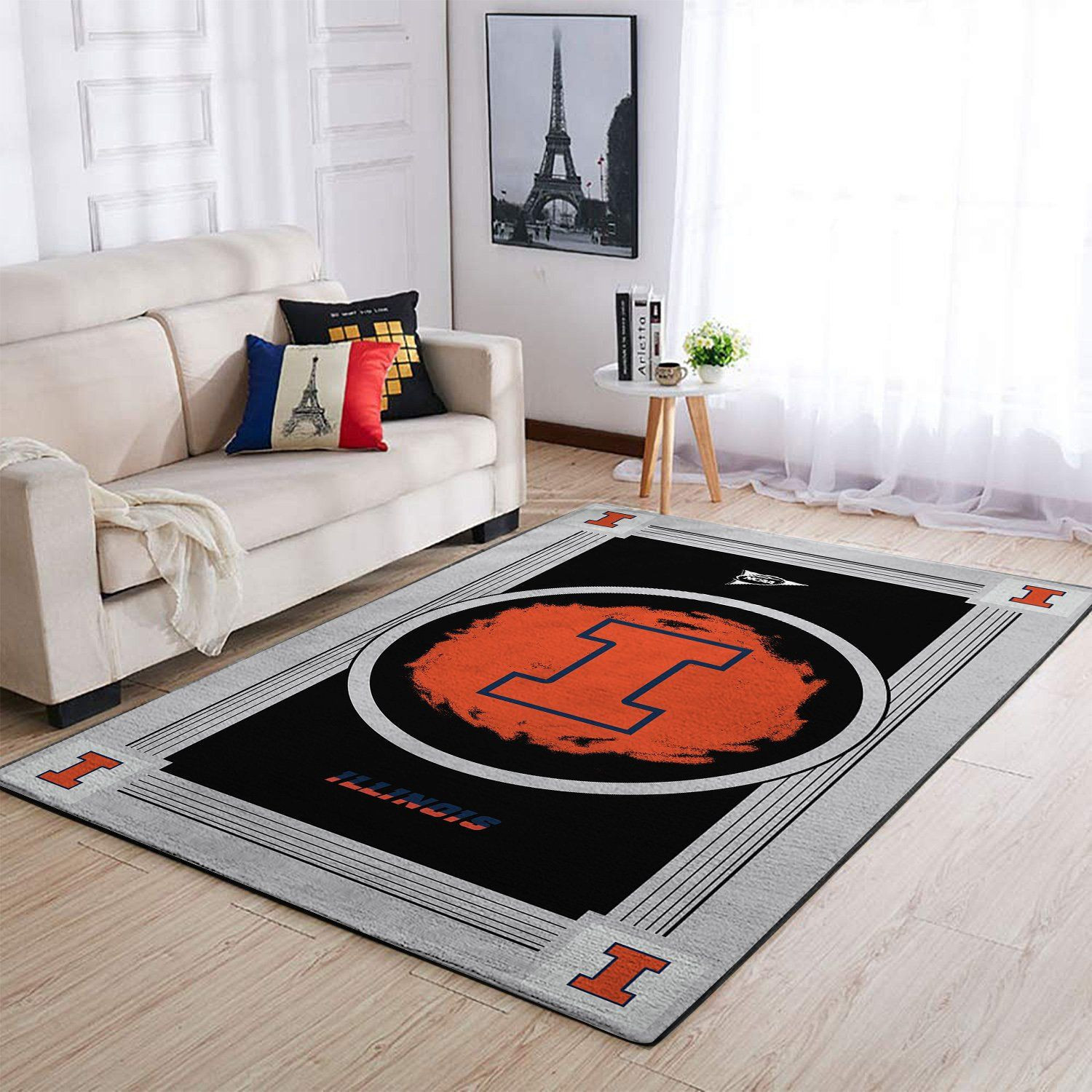 Illinois Fighting Illini Team Logo Nice Gift Rectangle Area Rug – Full Print Carpet For Living Room & Bedroom Home Decor
