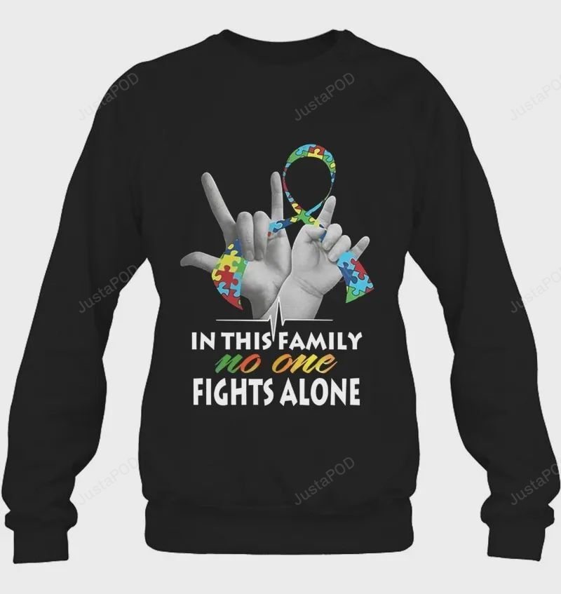 In This Family No One Fights Alone Autism Awareness Ugly Christmas Sweater, Perfect Holiday Gift