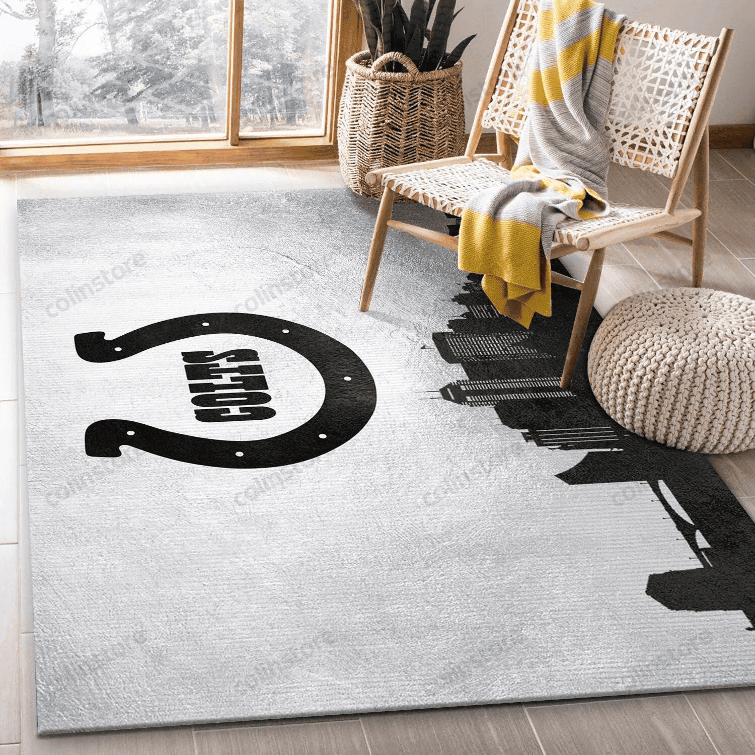 Indiana Colts Skyline Rectangle Area Rug – Full Print Carpet For Living Room & Bedroom Home Decor