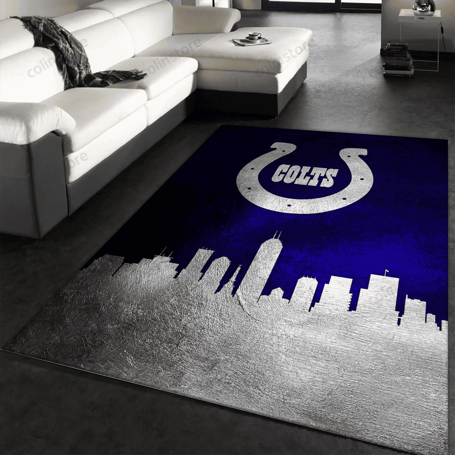 Indiana Colts Skyline Rectangle Area Rug – Full Print Carpet For Living Room & Bedroom Home Decor
