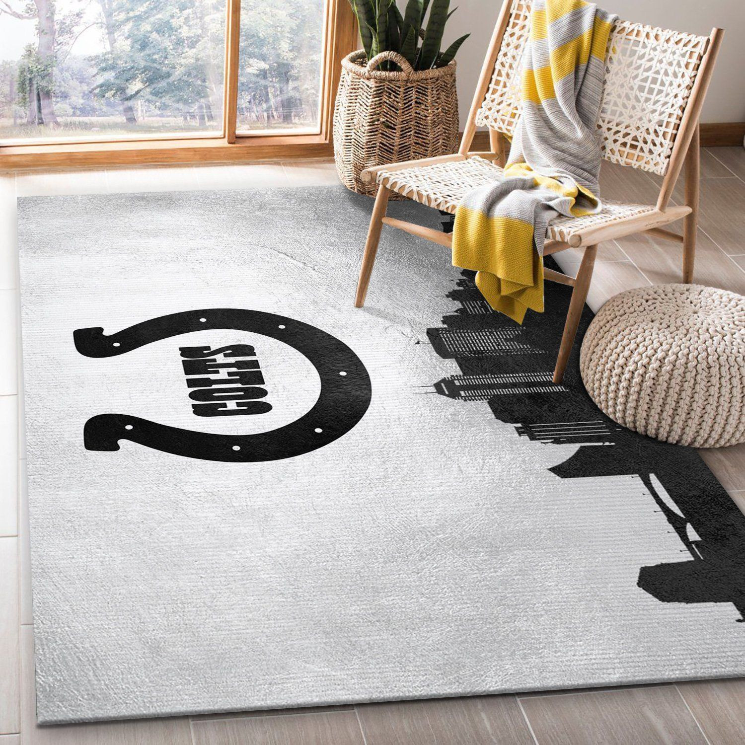 Indiana Colts Skyline Rectangle Area Rug – Full Print Carpet For Living Room & Bedroom Home Decor