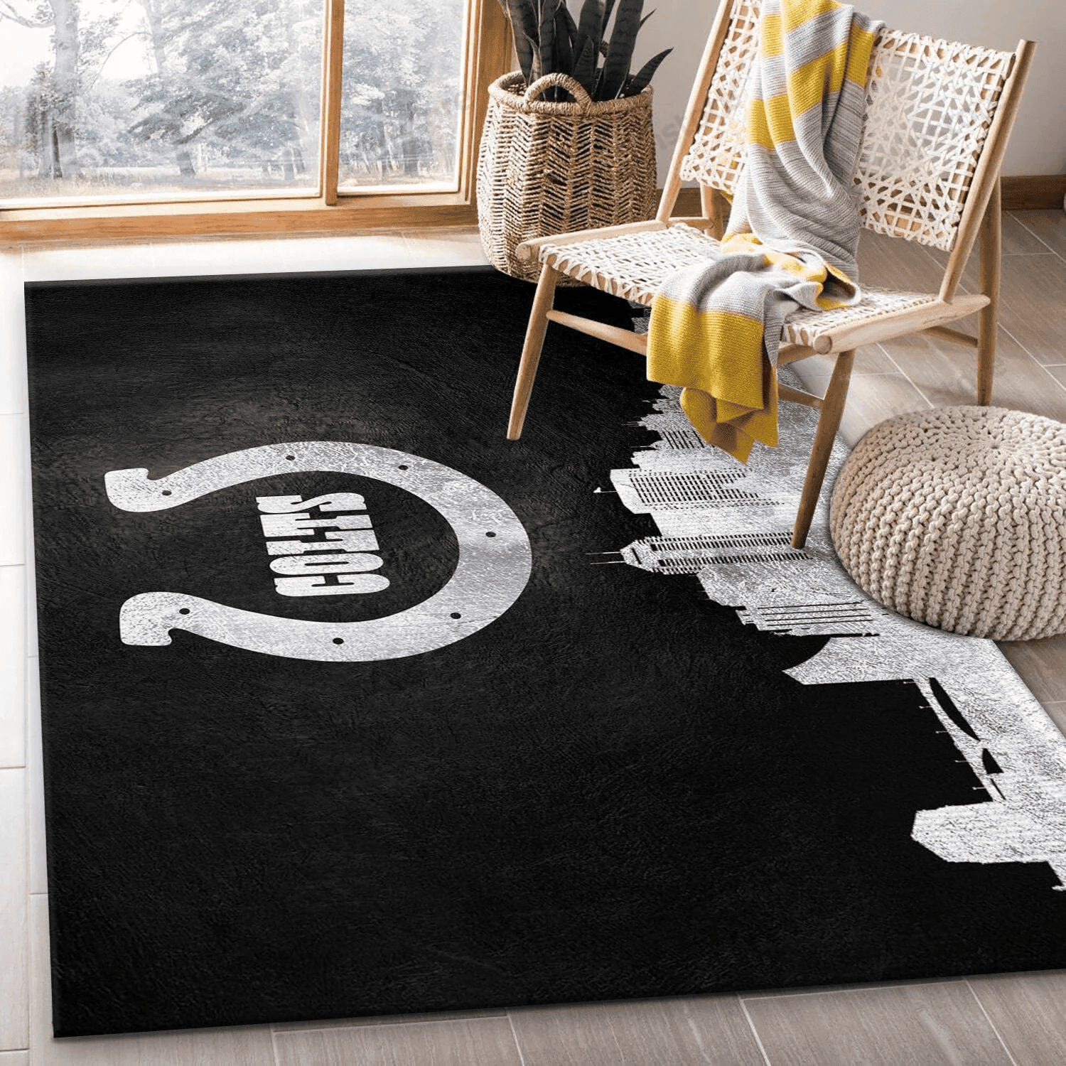 Indiana Colts Skyline Rectangle Area Rug – Full Print Carpet For Living Room & Bedroom Home Decor