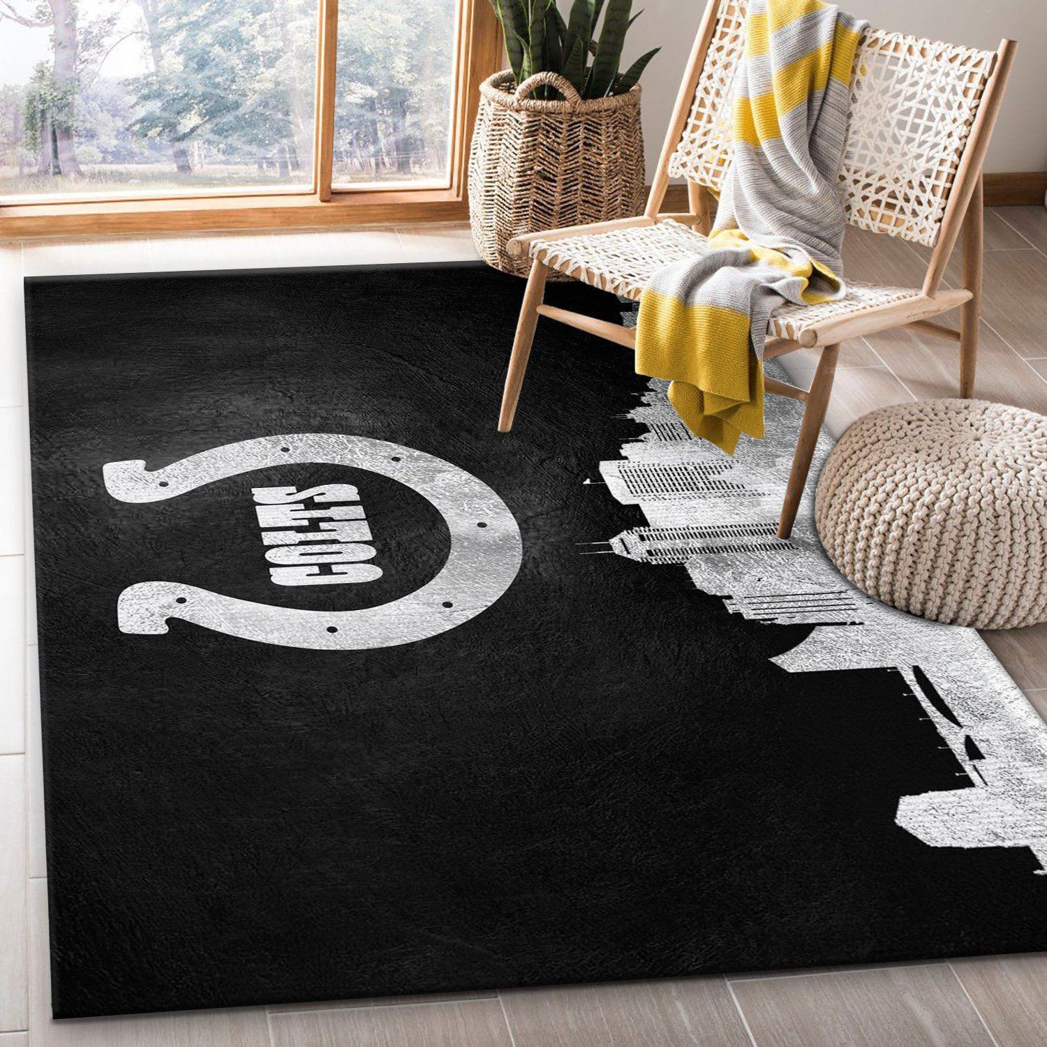 Indiana Colts Skyline Rectangle Area Rug – Full Print Carpet For Living Room & Bedroom Home Decor