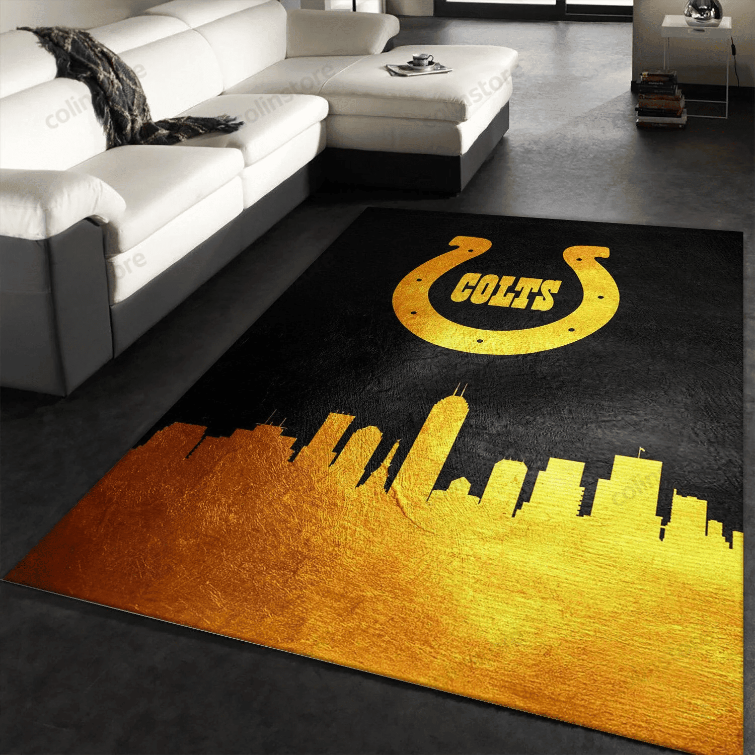 Indiana Colts Skyline Rectangle Area Rug – Full Print Carpet For Living Room & Bedroom Home Decor