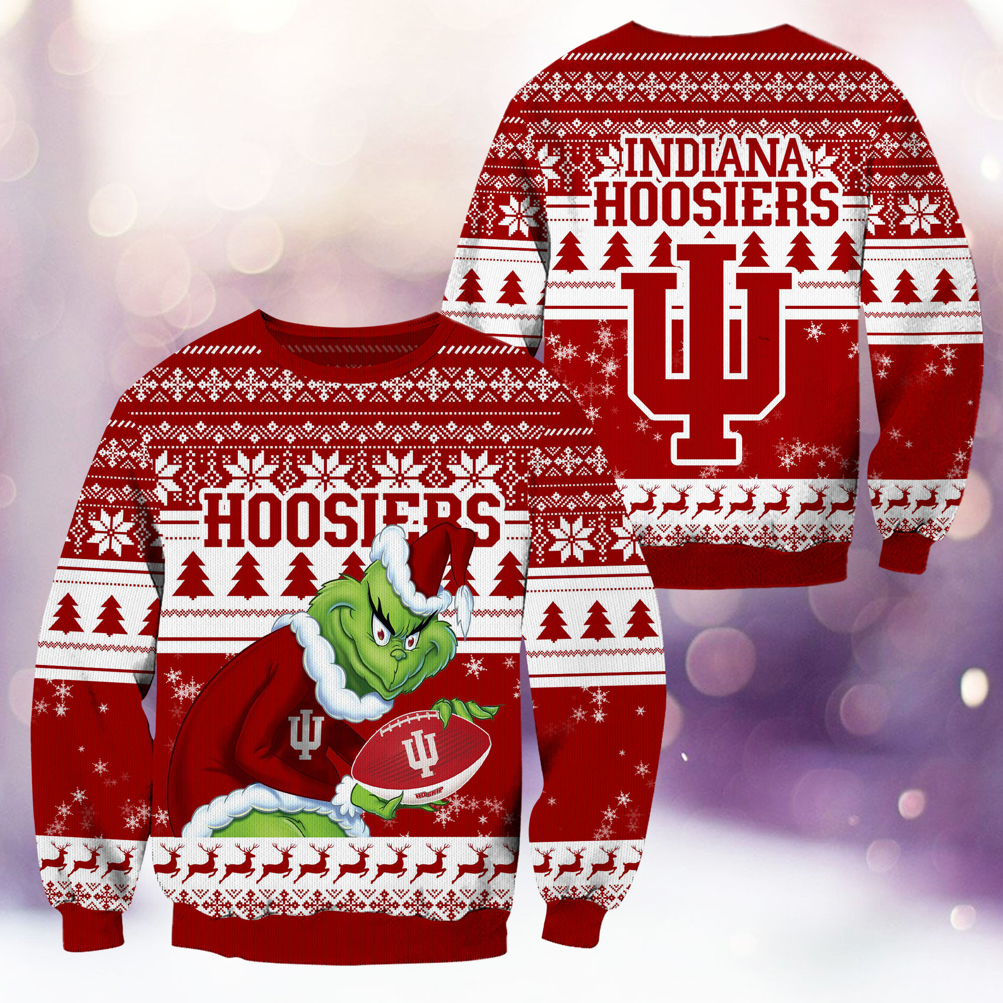 Indiana Hoosiers Grinch Ugly Christmas Sweater,