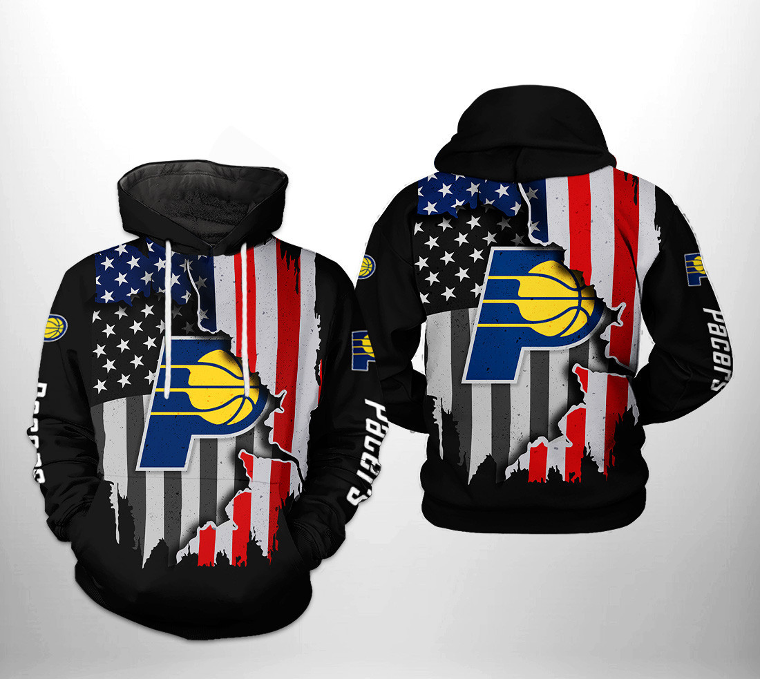 Indiana Pacers NBA US Flag Team 3D All Over Print Hoodie & Zip Hoodie