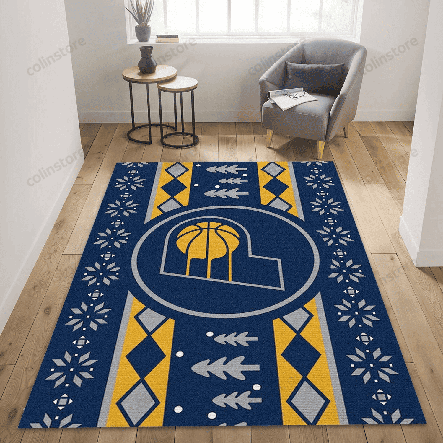 Indiana Pacers Rectangle Area Rug – Full Print Carpet For Living Room & Bedroom Home Decor