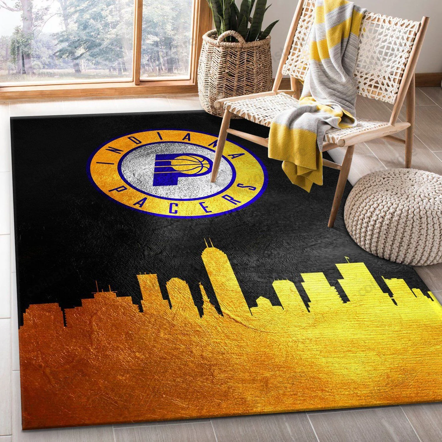 Indiana Pacers Skyline Rectangle Area Rug – Full Print Carpet For Living Room & Bedroom Home Decor