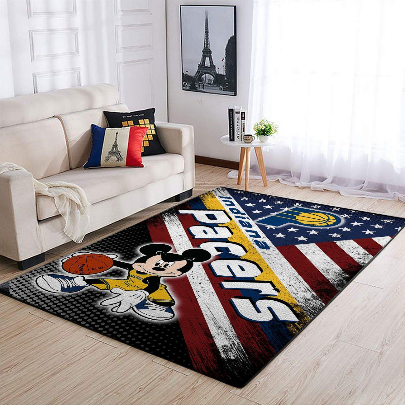 Indiana Pacers Team Logo Mickey Us Rectangle Area Rug – Full Print Carpet For Living Room & Bedroom Home Decor