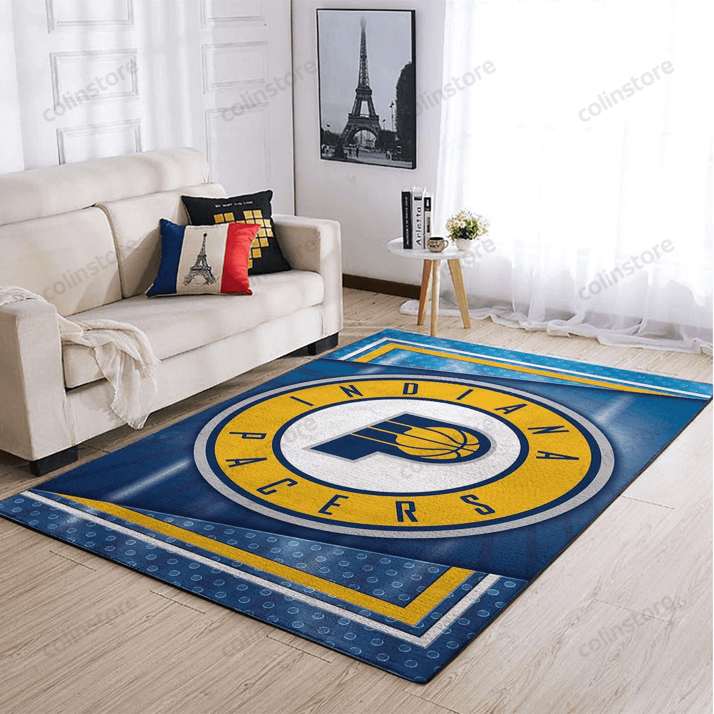 Indiana Pacers Team Logo Rectangle Area Rug – Full Print Carpet For Living Room & Bedroom Home Decor