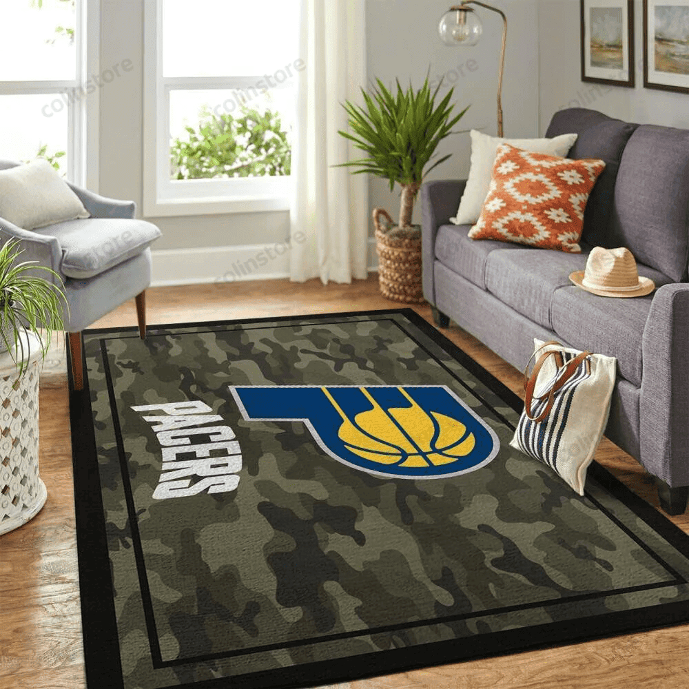 Indiana Pacers Team Logo Rectangle Area Rug – Full Print Carpet For Living Room & Bedroom Home Decor