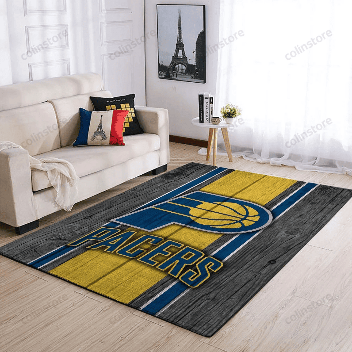 Indiana Pacers Team Logo Wooden 3D Rectangle Area Rug – Full Print Carpet For Living Room & Bedroom Home Decor