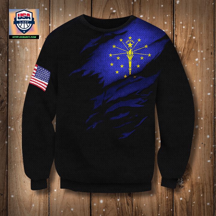 Indiana State Flag Sweater Indiana Flag American Flag Logo Sweater Patriotic Gift