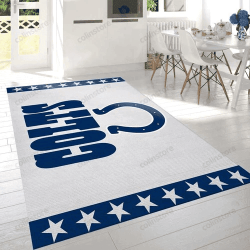 Indianapolis Colts Banner Logo Rectangle Area Rug – Full Print Carpet For Living Room & Bedroom Home Decor