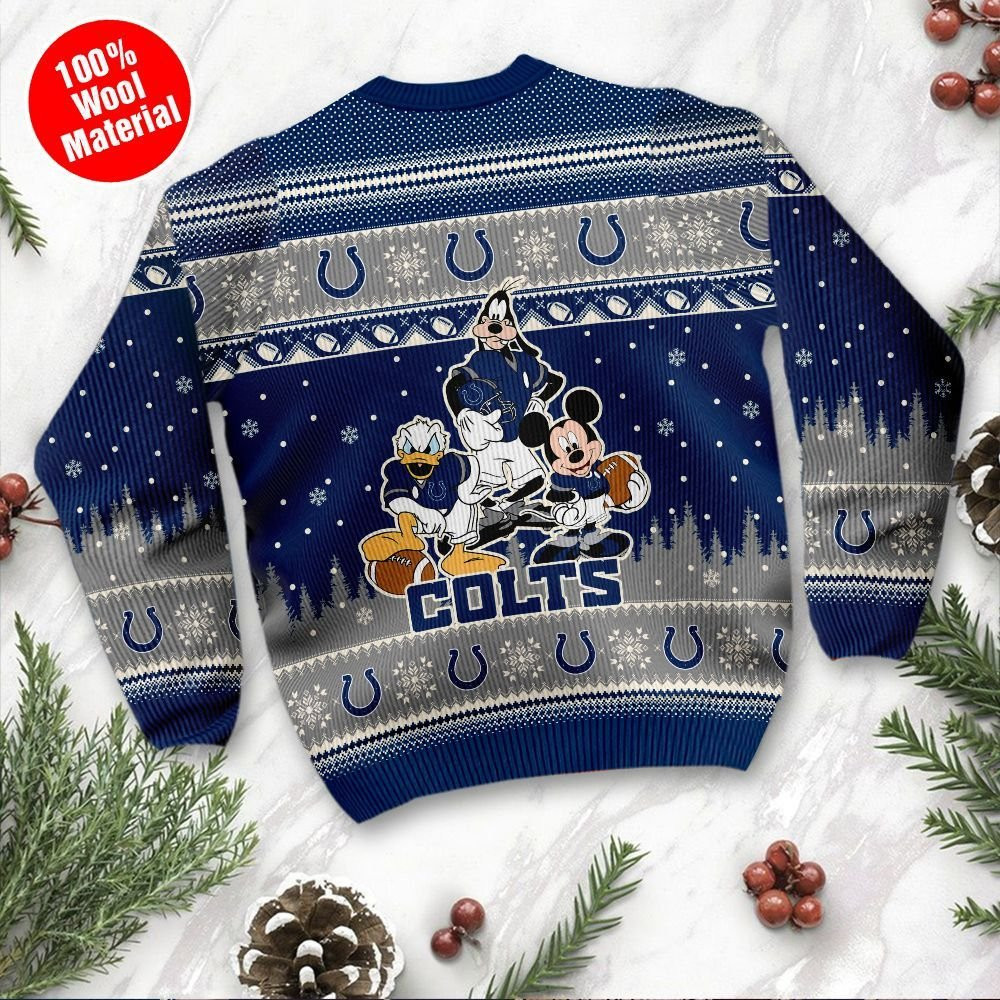 Indianapolis Colts Disney Donald Duck Mickey Mouse Goofy Personalized Ugly Christmas Sweater, Perfect Holiday Gift - Image 3