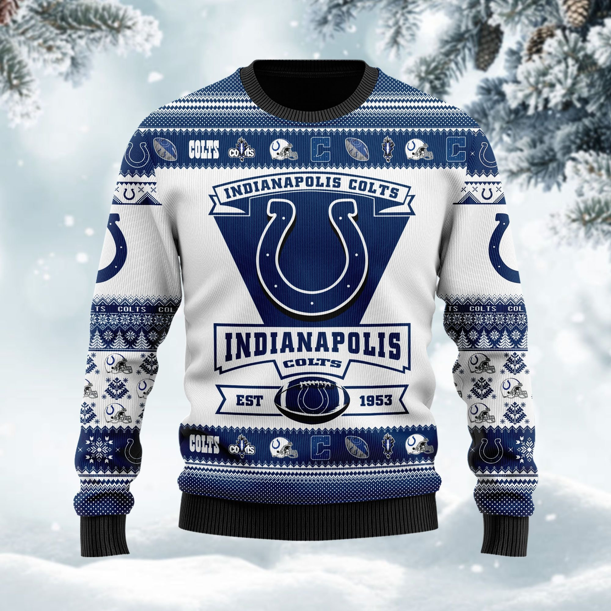 Indianapolis Colts Football Team Logo Custom Name Personalized Ugly Christmas Sweater, Perfect Holiday Gift - Image 3